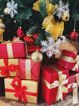 red and gold gift boxes