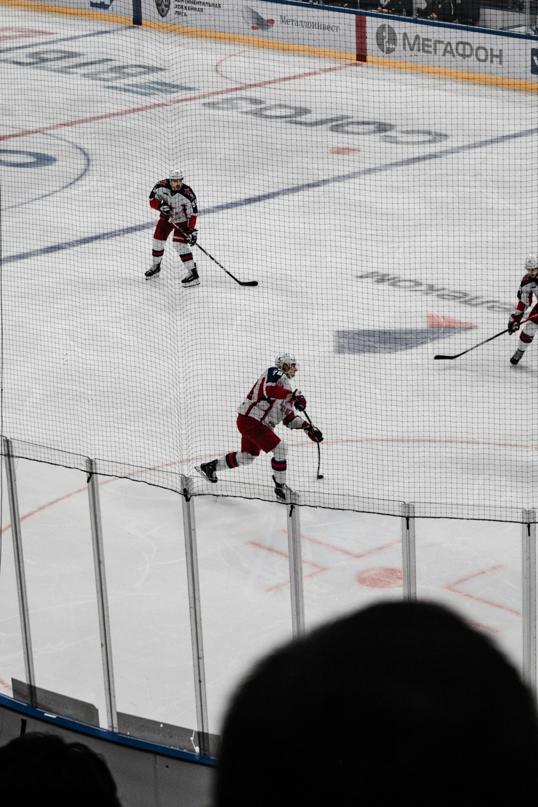 2 men playing ice hockey