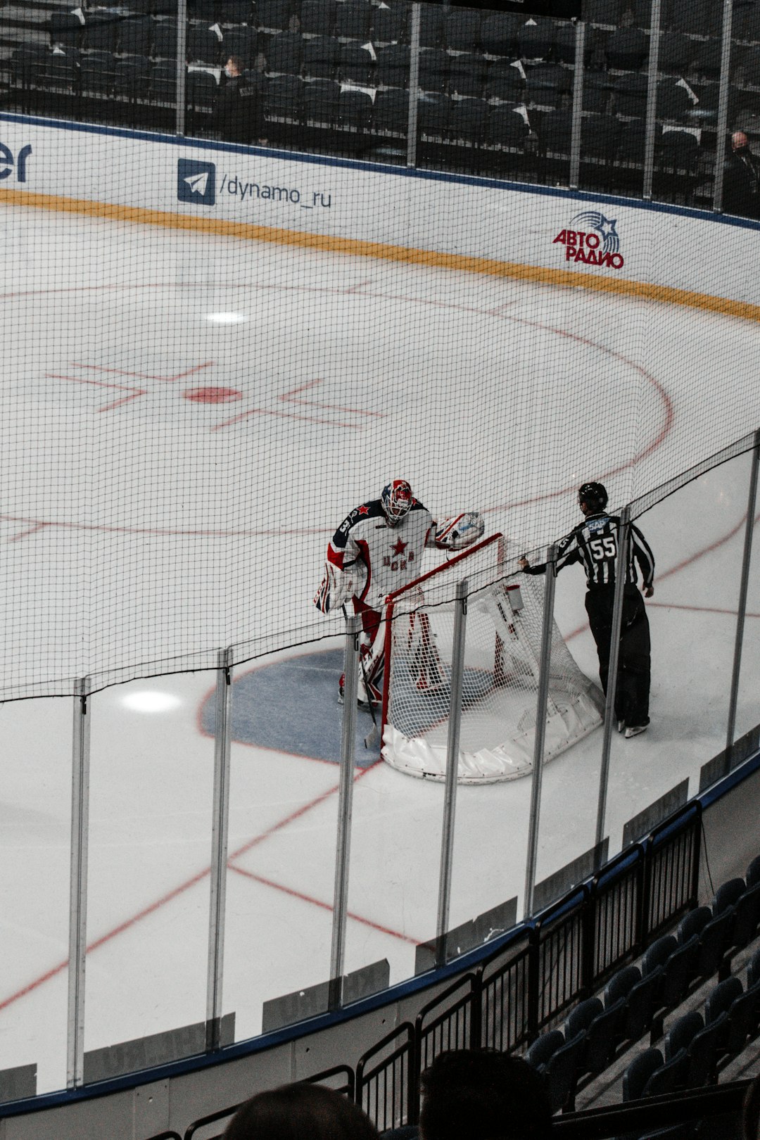 2 men playing ice hockey