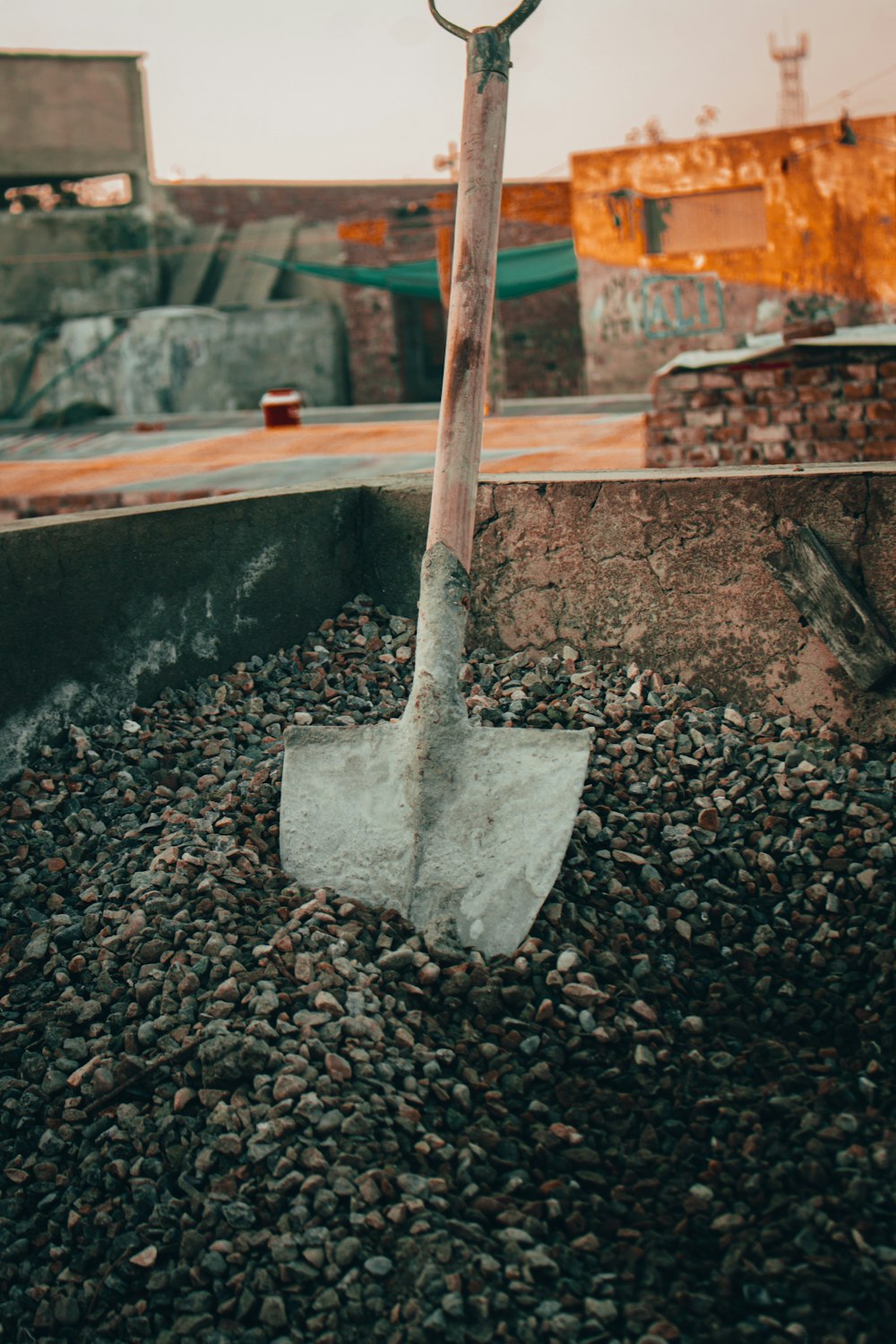 brown shovel on brown soil