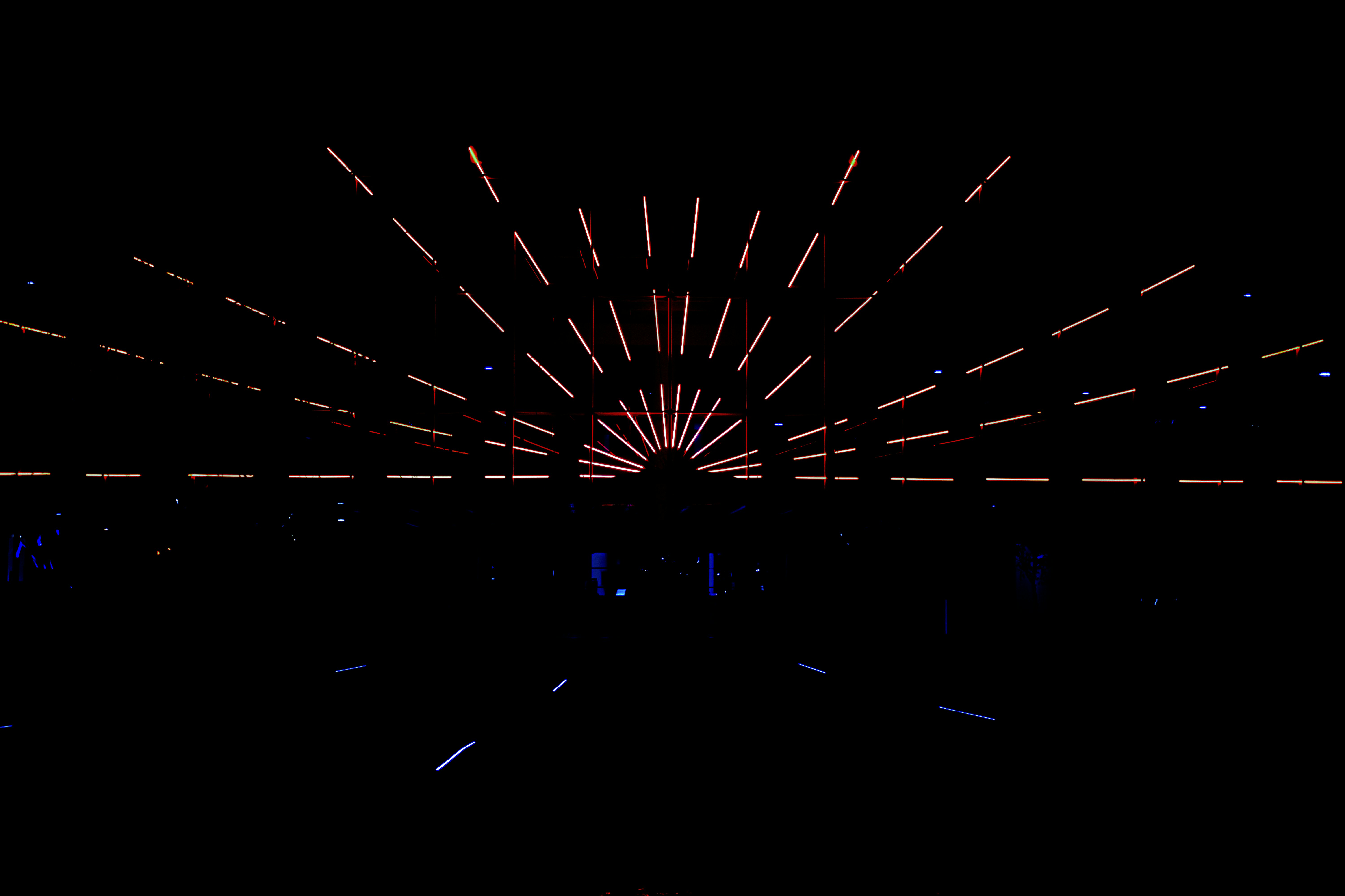 blue light in dark room