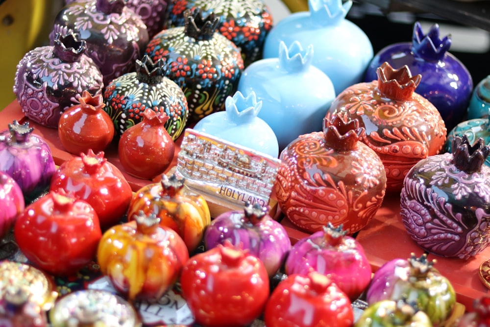 red and green fruit on display