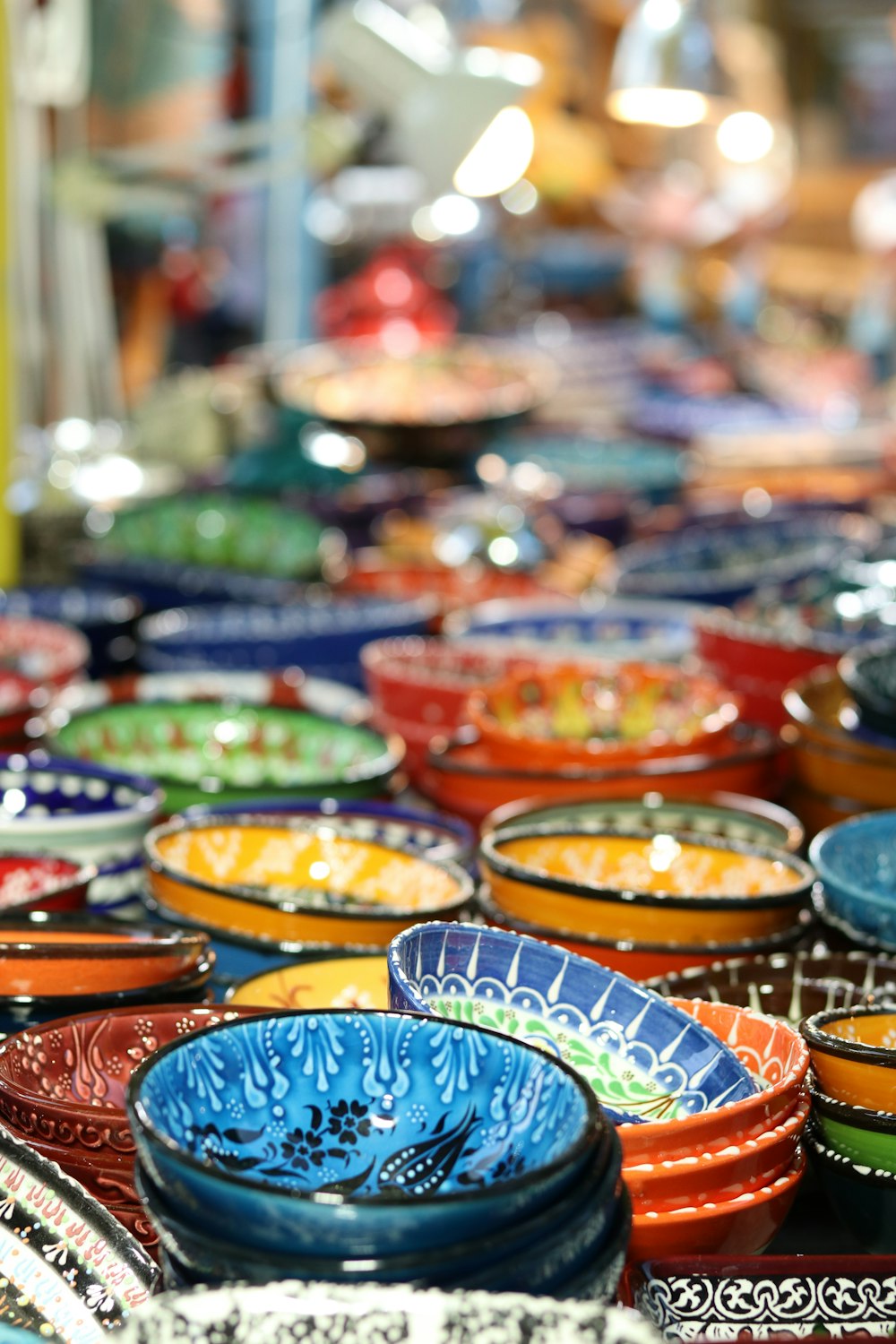 green and brown ceramic bowls