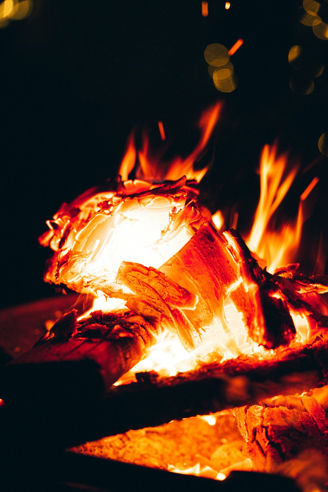 burning wood in fire pit