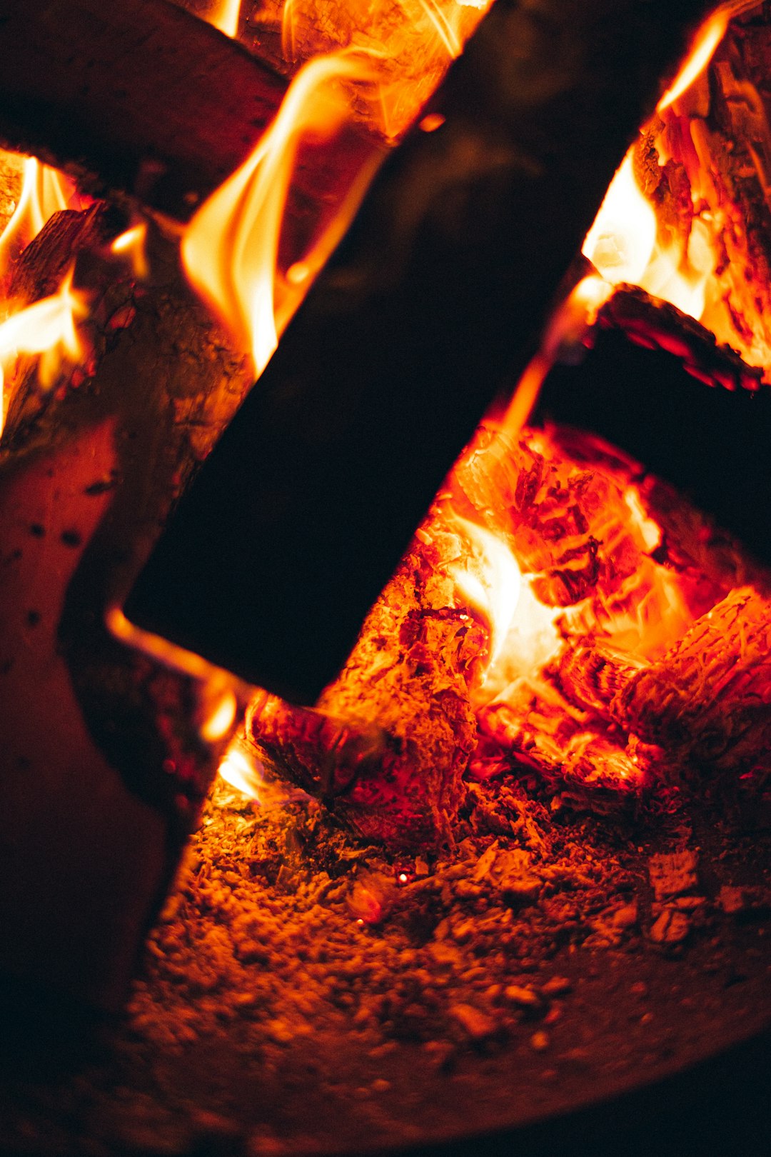 burning wood on fire pit