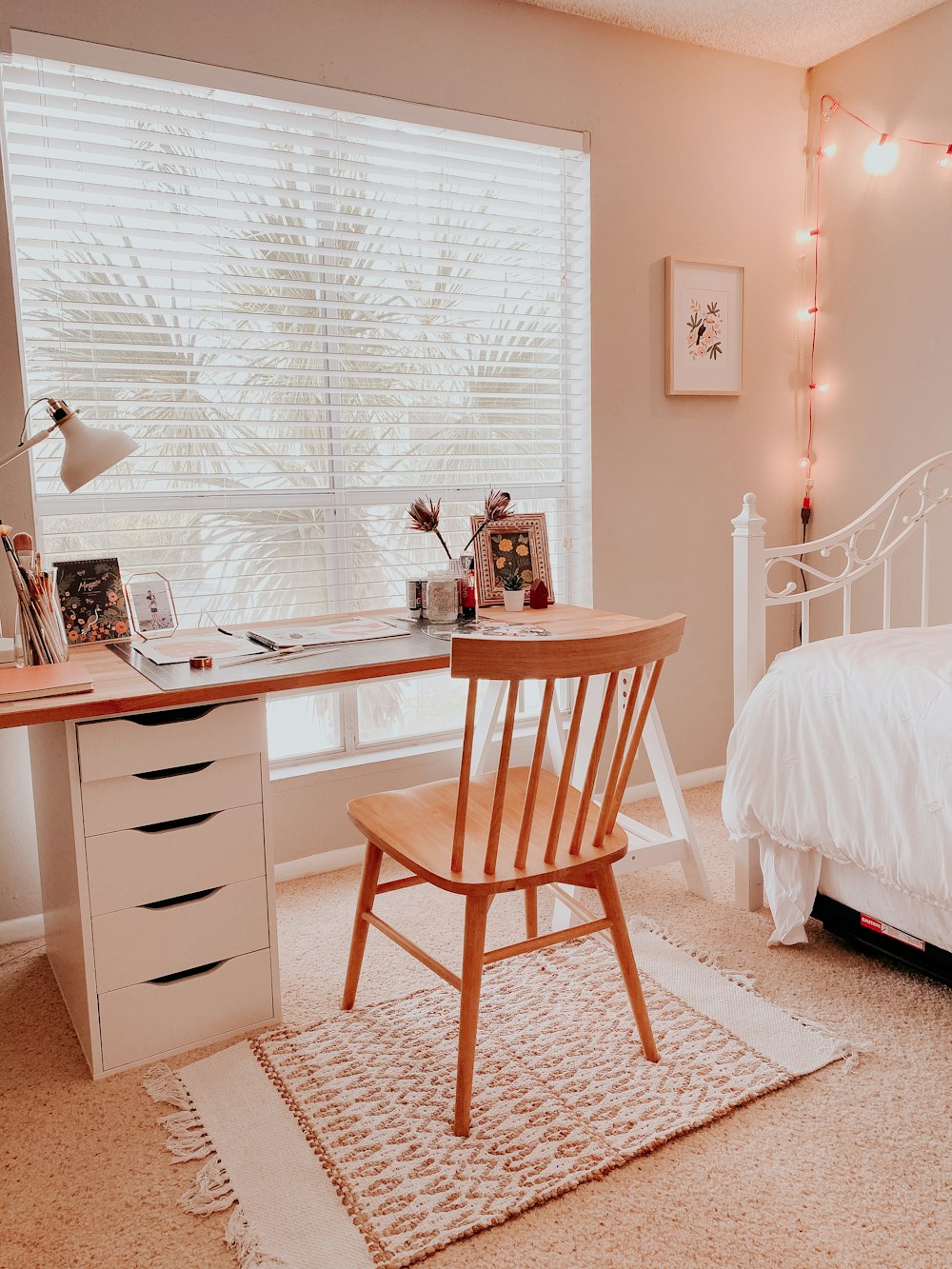 brown wooden chair beside white table