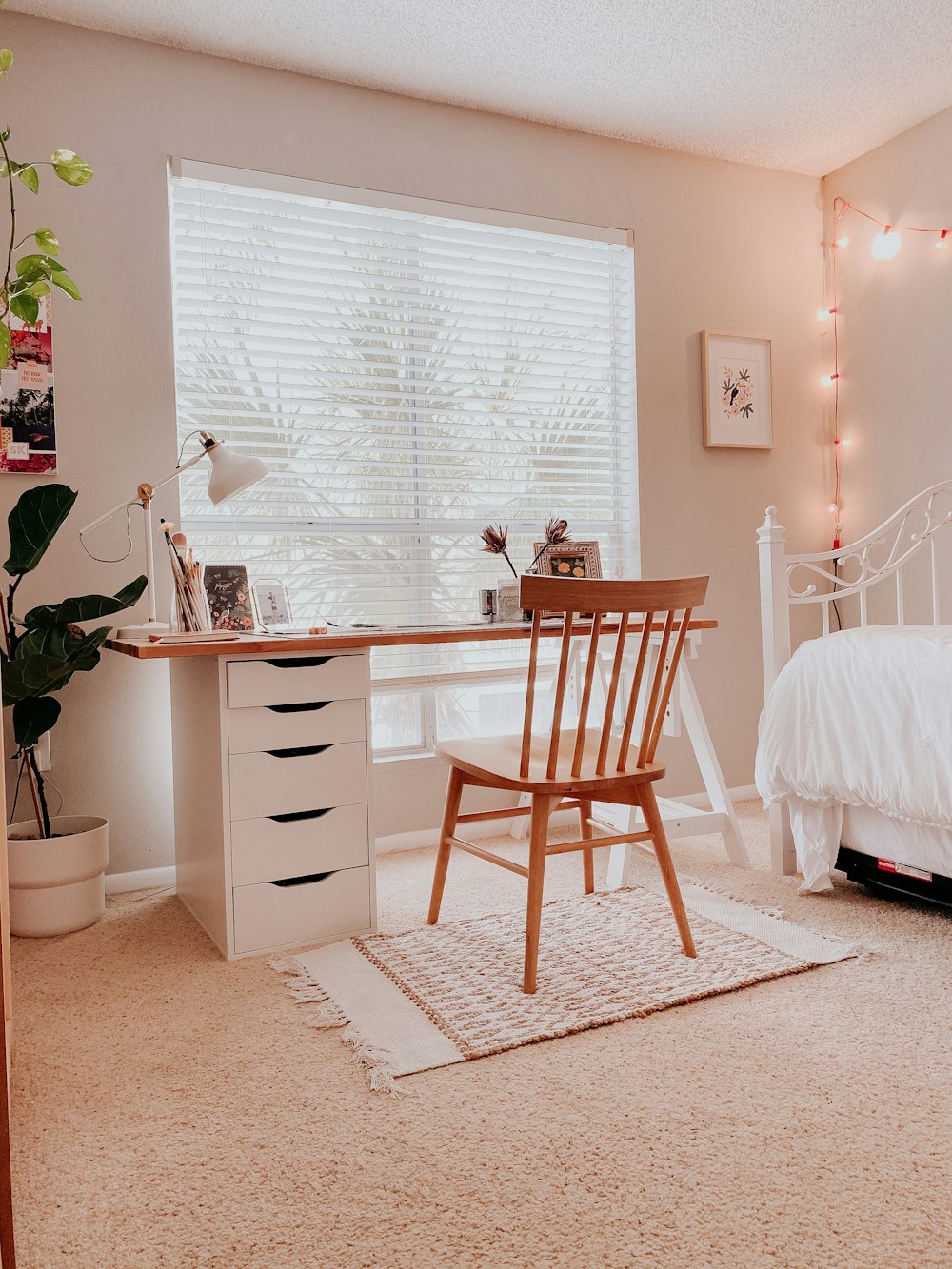 brown wooden chair beside white table