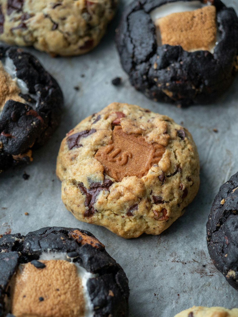 brown cookies on gray surface