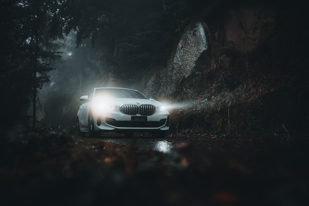 white car in cave with water