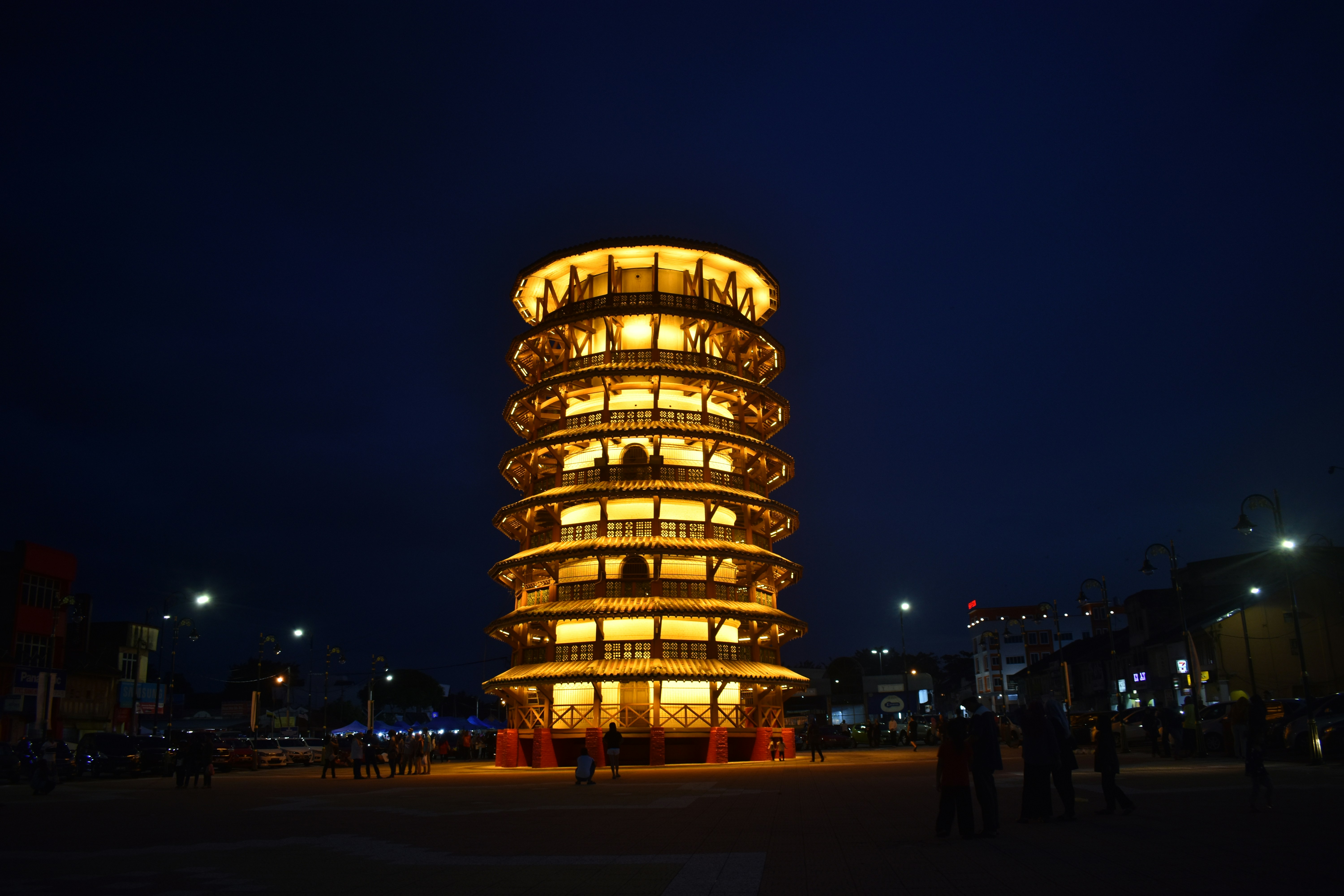 gold building with lights during night time