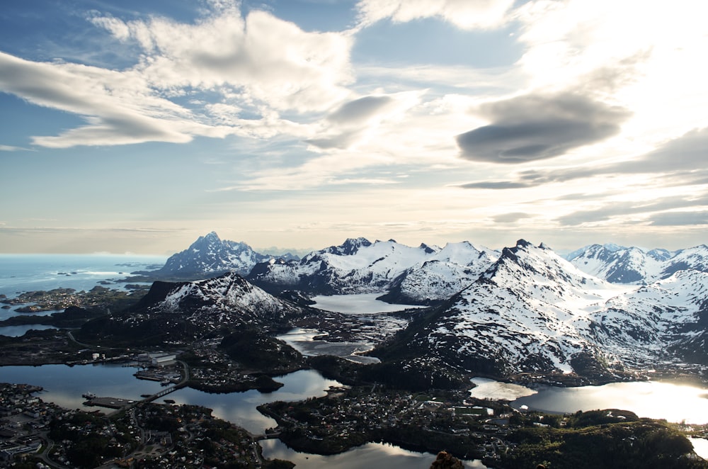 snow covered mountains under cloudy sky during daytime