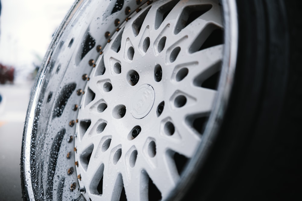 grey and black wheel with tire