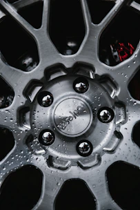 silver and black car wheel