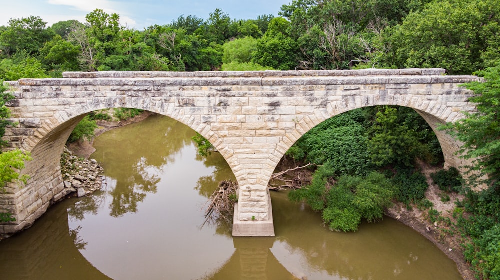 gray concrete bridge over river