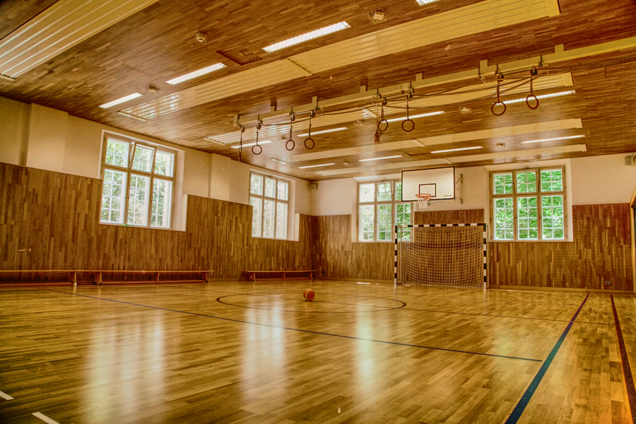 Indoor sports hall wooden flooring
