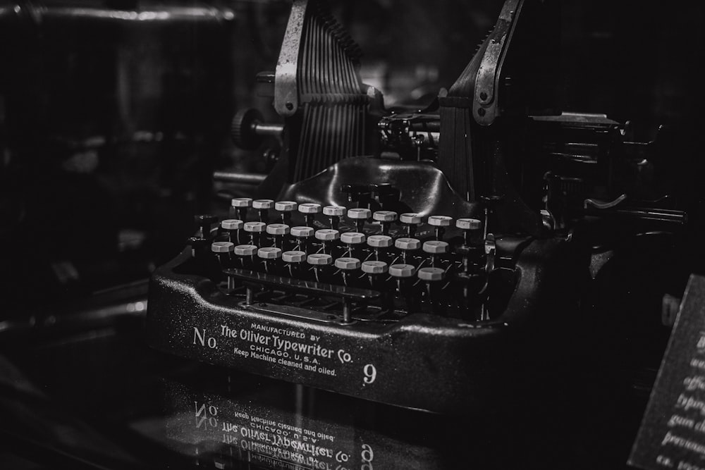 black typewriter on black table