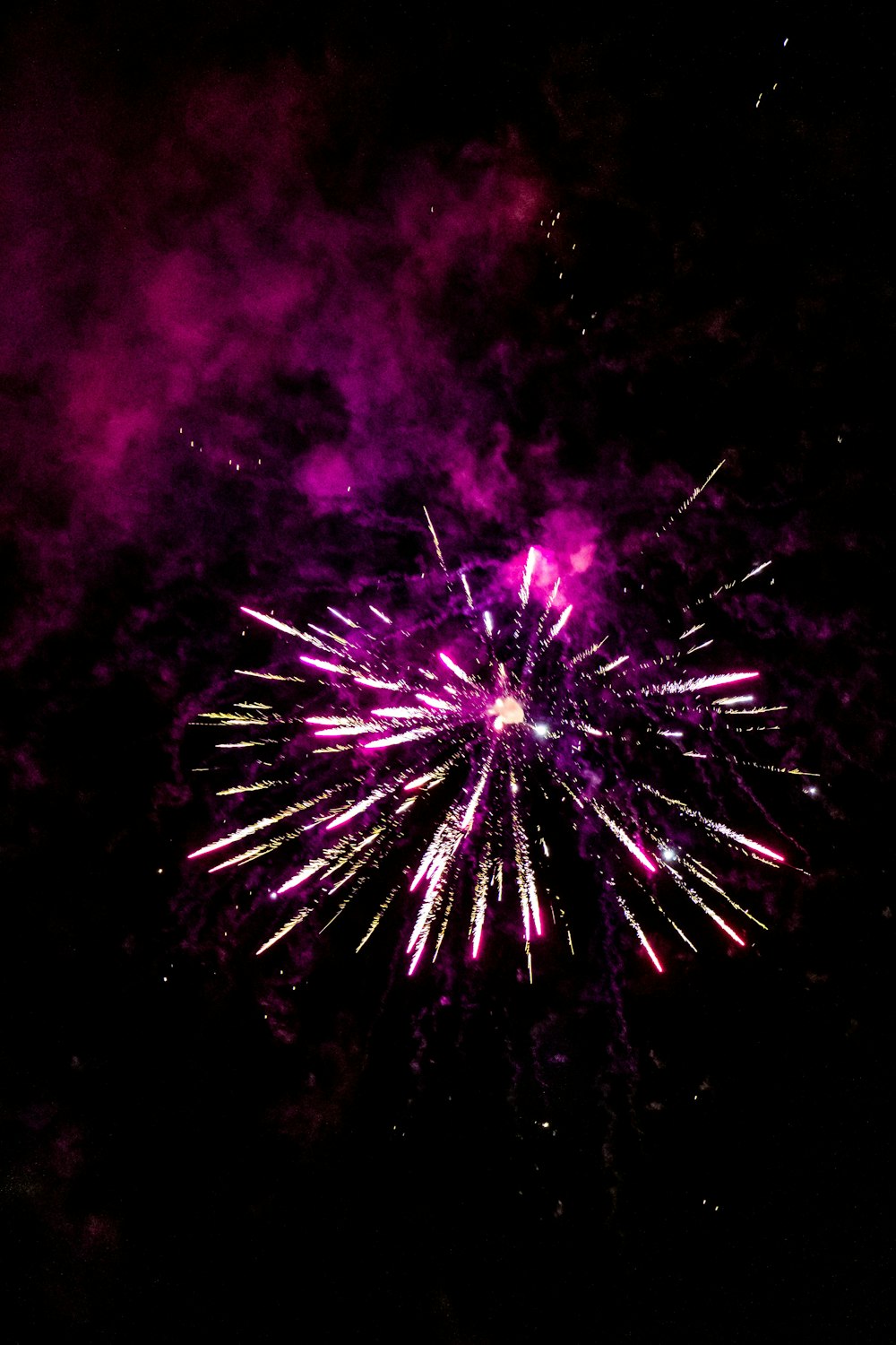 purple and white fireworks display