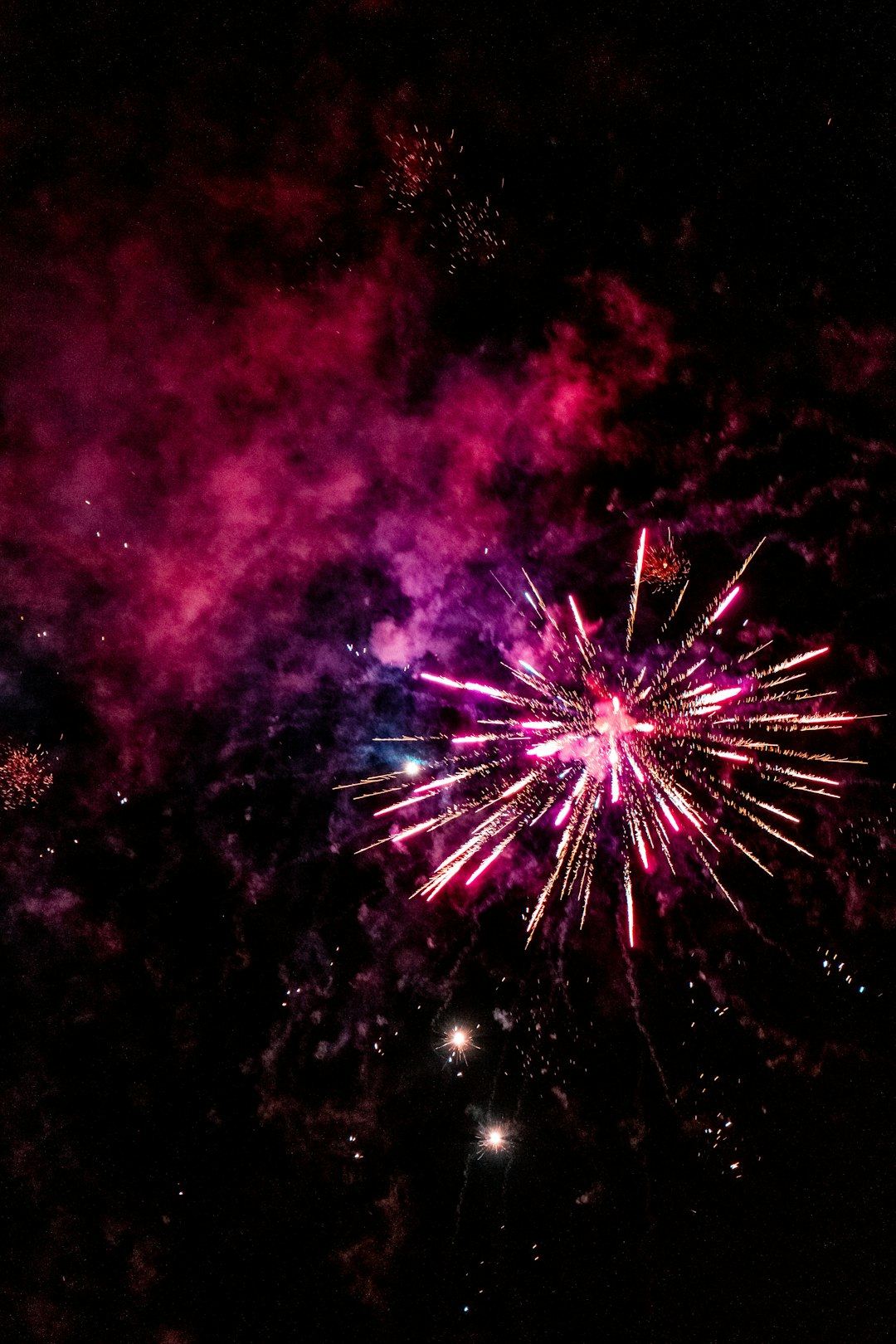 purple and white fireworks display