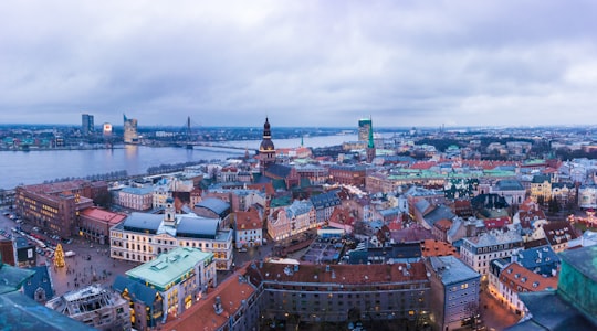 aerial view of city buildings during daytime in Riga Latvia