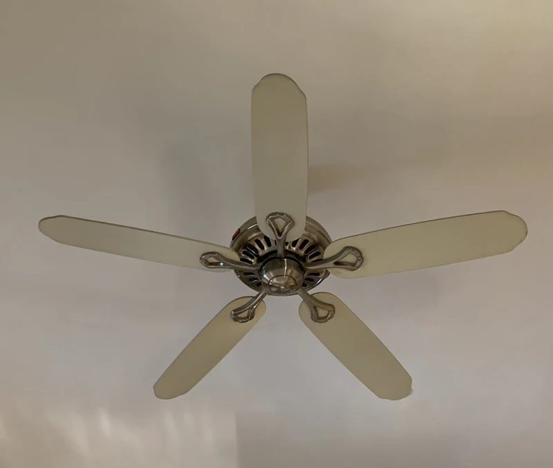 New white five-blade ceiling fan