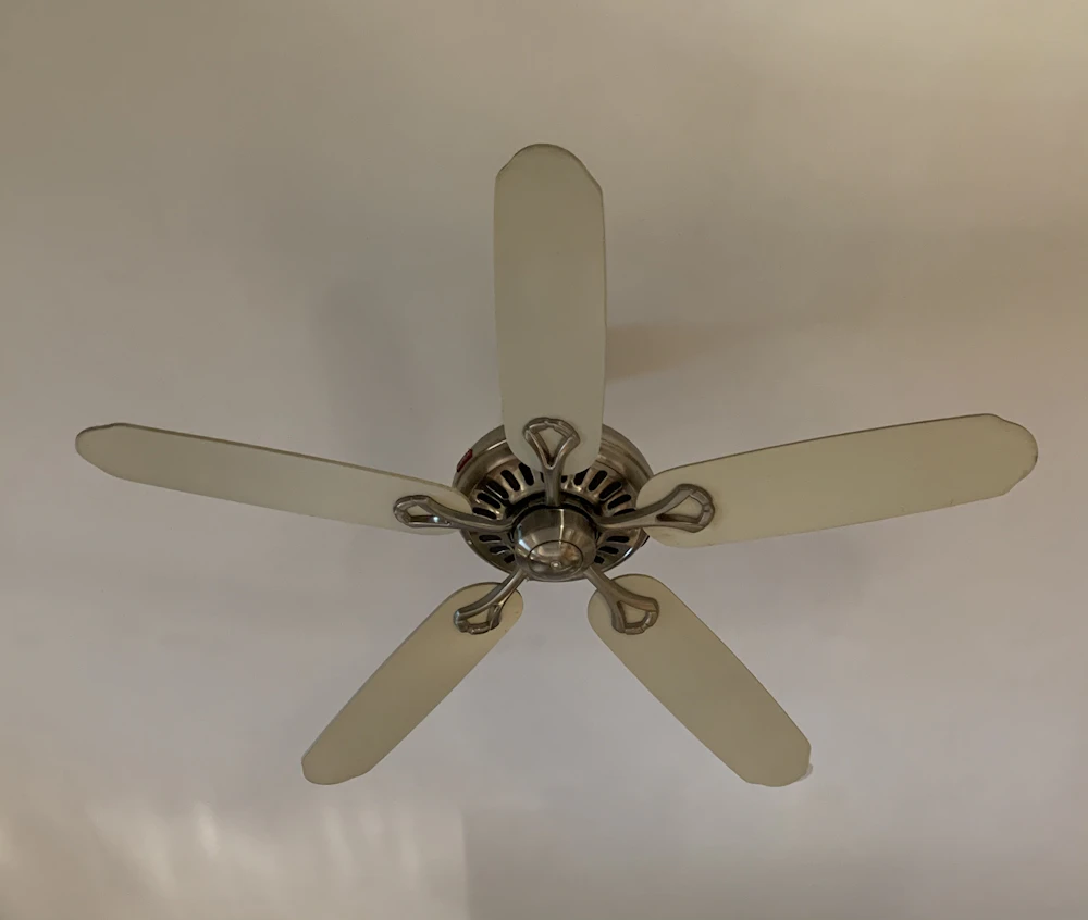 White five-blade ceiling fan