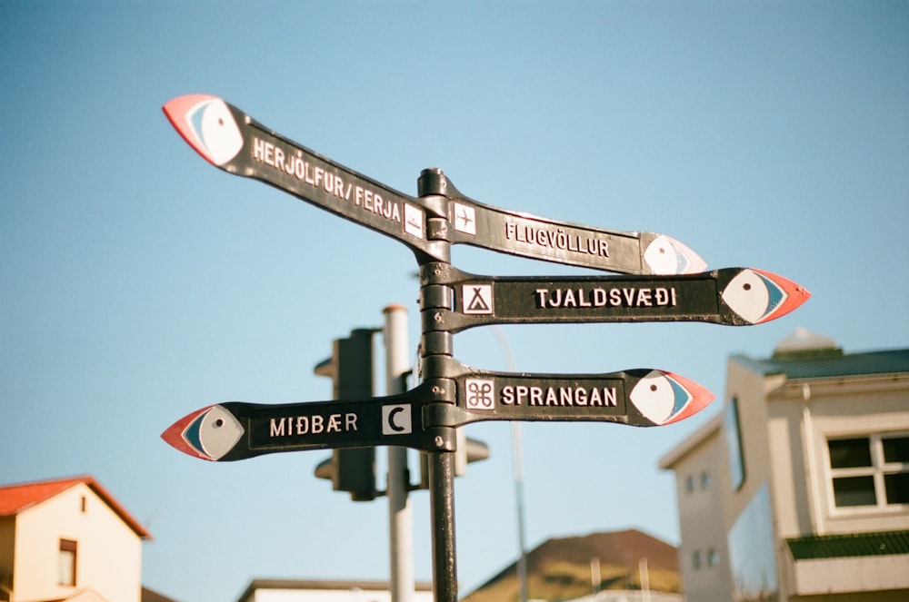 white and black street sign