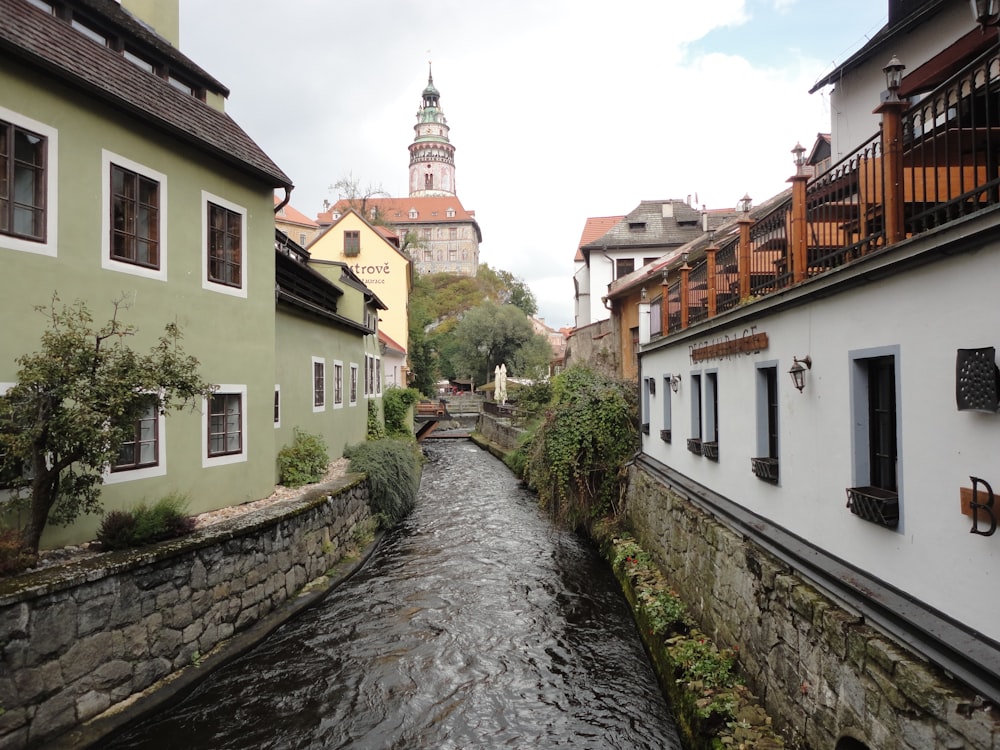 river between white and brown concrete houses during daytime