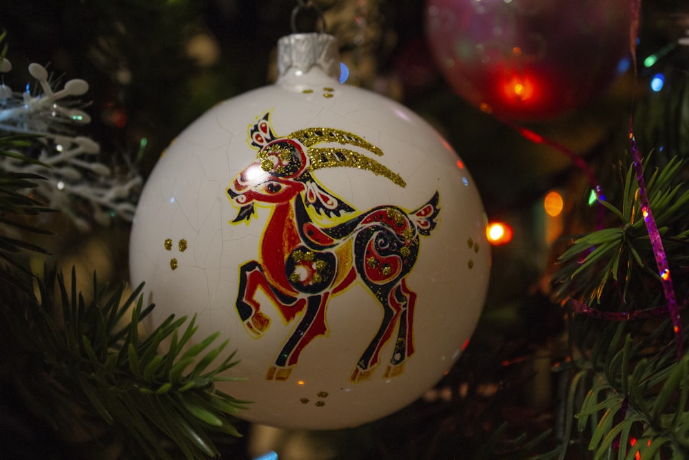 white red and black christmas bauble