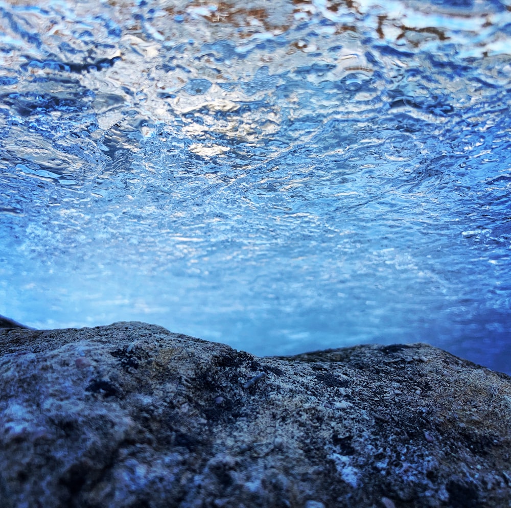 olas de agua sobre roca gris