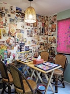 A cozy dining area featuring small furniture.