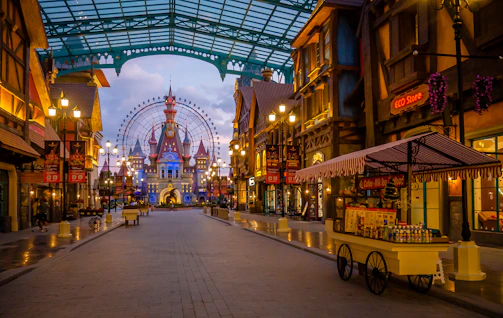 people walking on street during night time