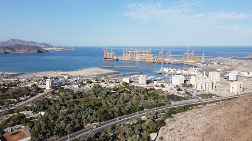 Khorfakkan aerial coastal view
