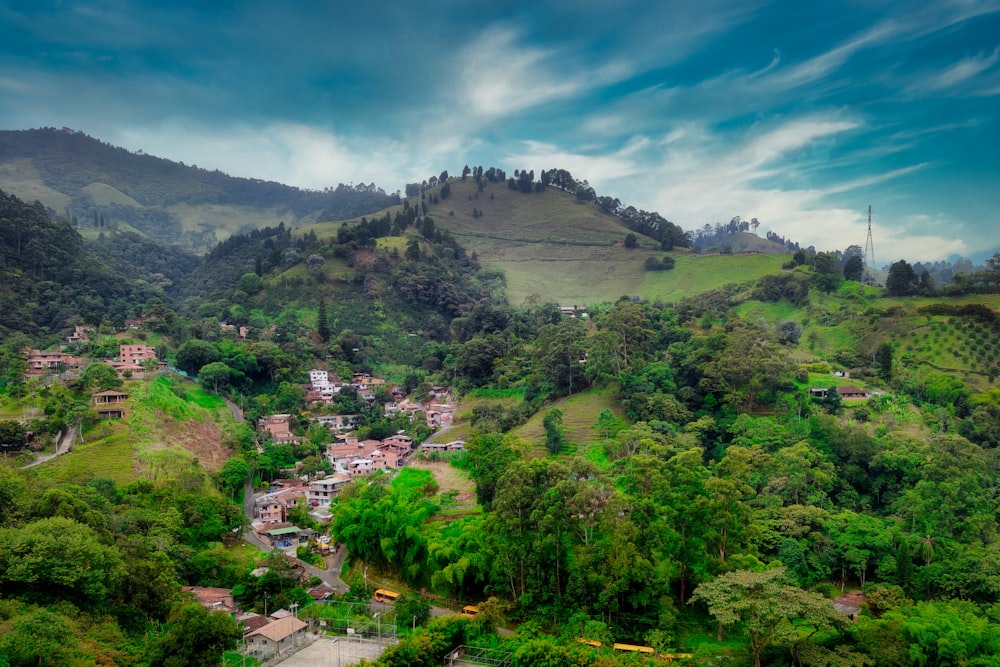 árvores verdes na montanha sob o céu azul durante o dia