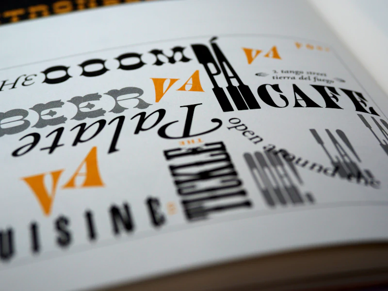 Open dictionary showing typography and letters