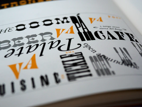 Typography samples arranged on a designer desk