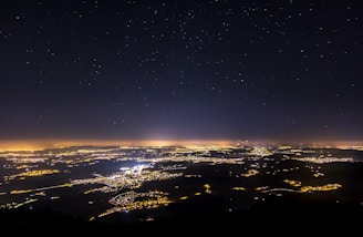 aerial view of city lights during night time