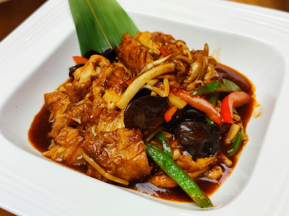 cooked food on white ceramic plate