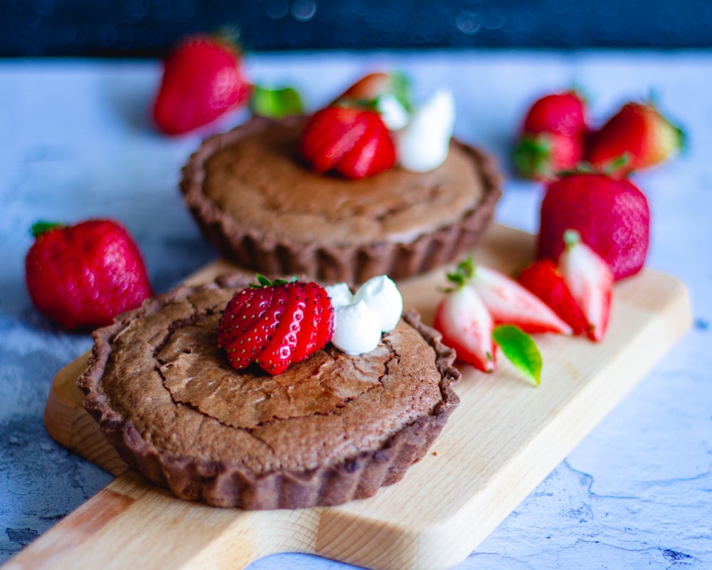 chocolate cake with strawberry on top