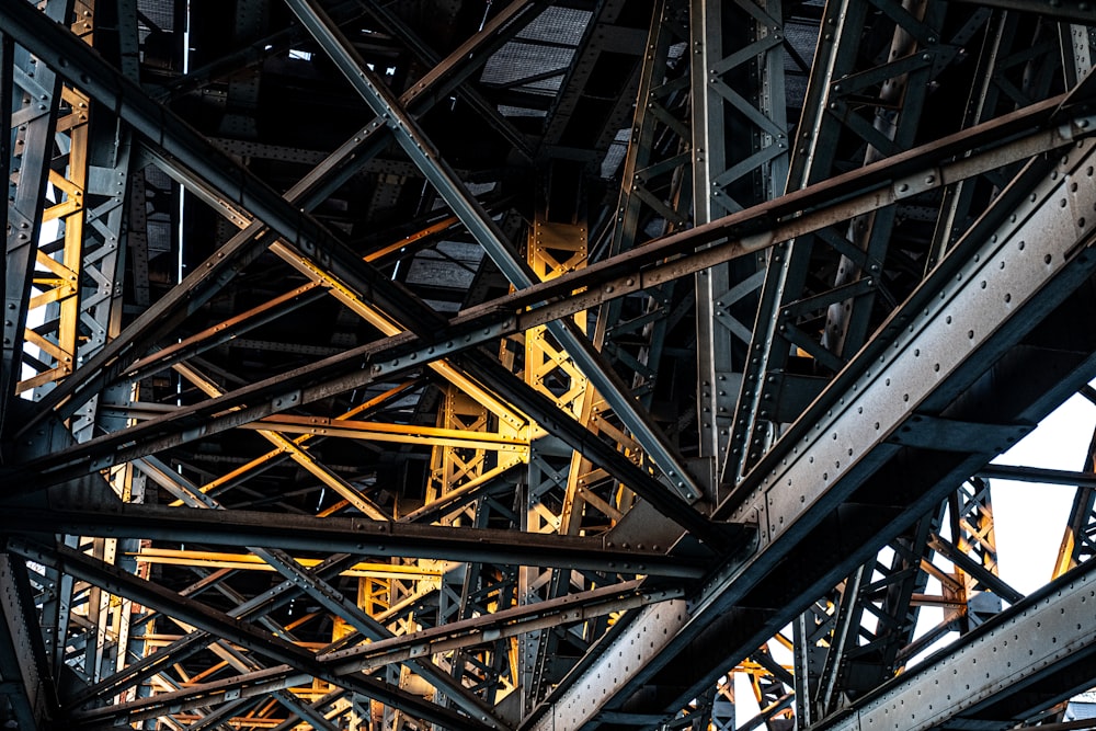 yellow metal tower with yellow metal frame