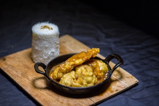 fried rice on black pan