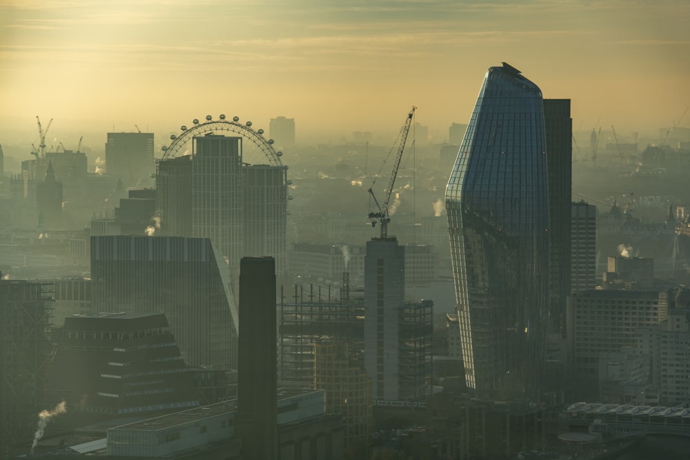 silhouette of buildings during sunset