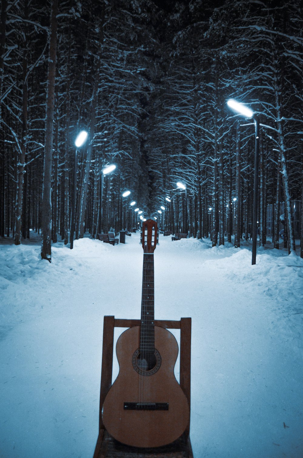 Brown acoustic guitar on snow covered ground photo – Free Grey Image on  Unsplash