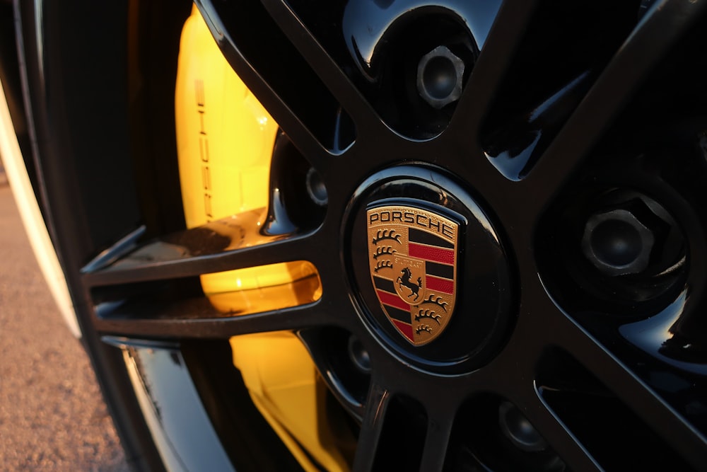 a close up of a wheel on a car