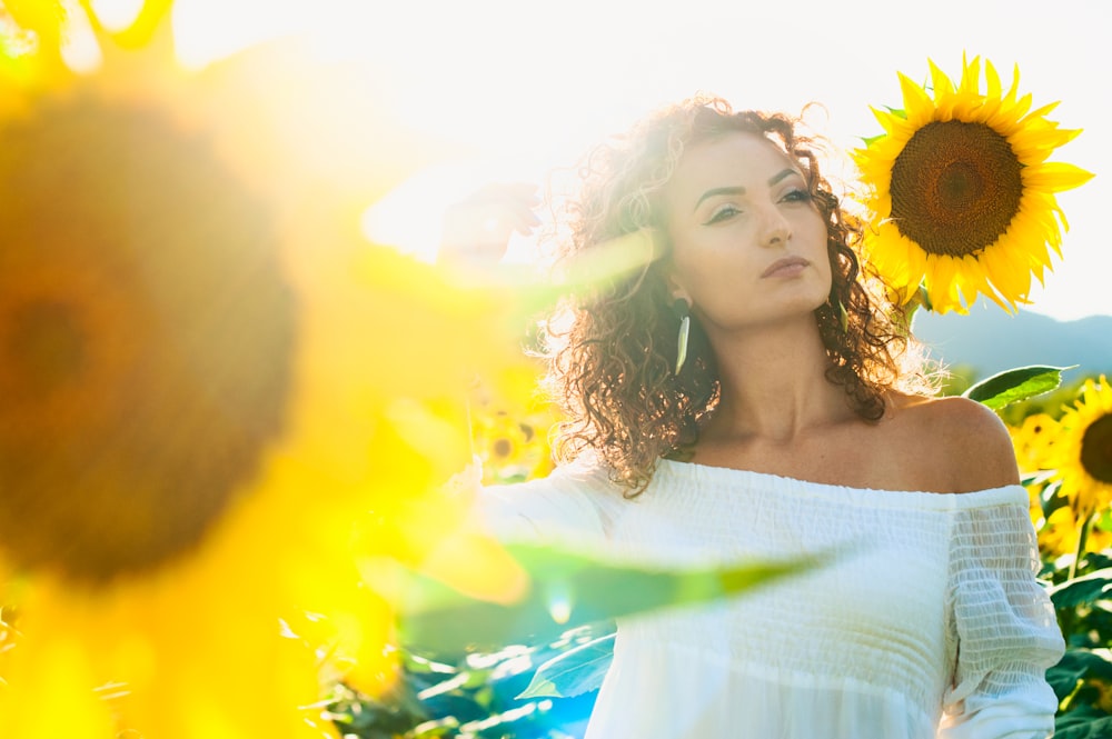 woman in white off shoulder top