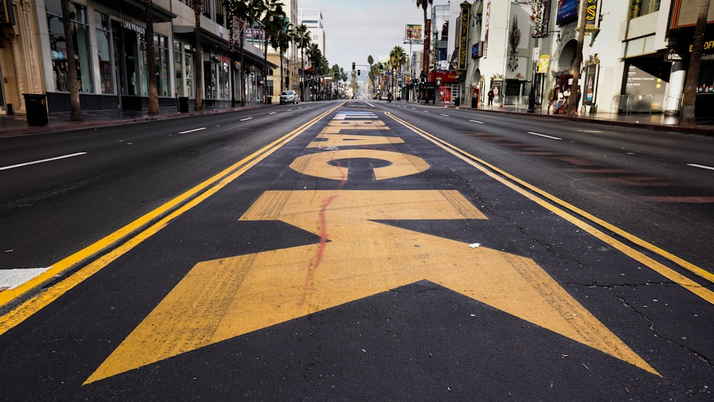 black and yellow pedestrian lane