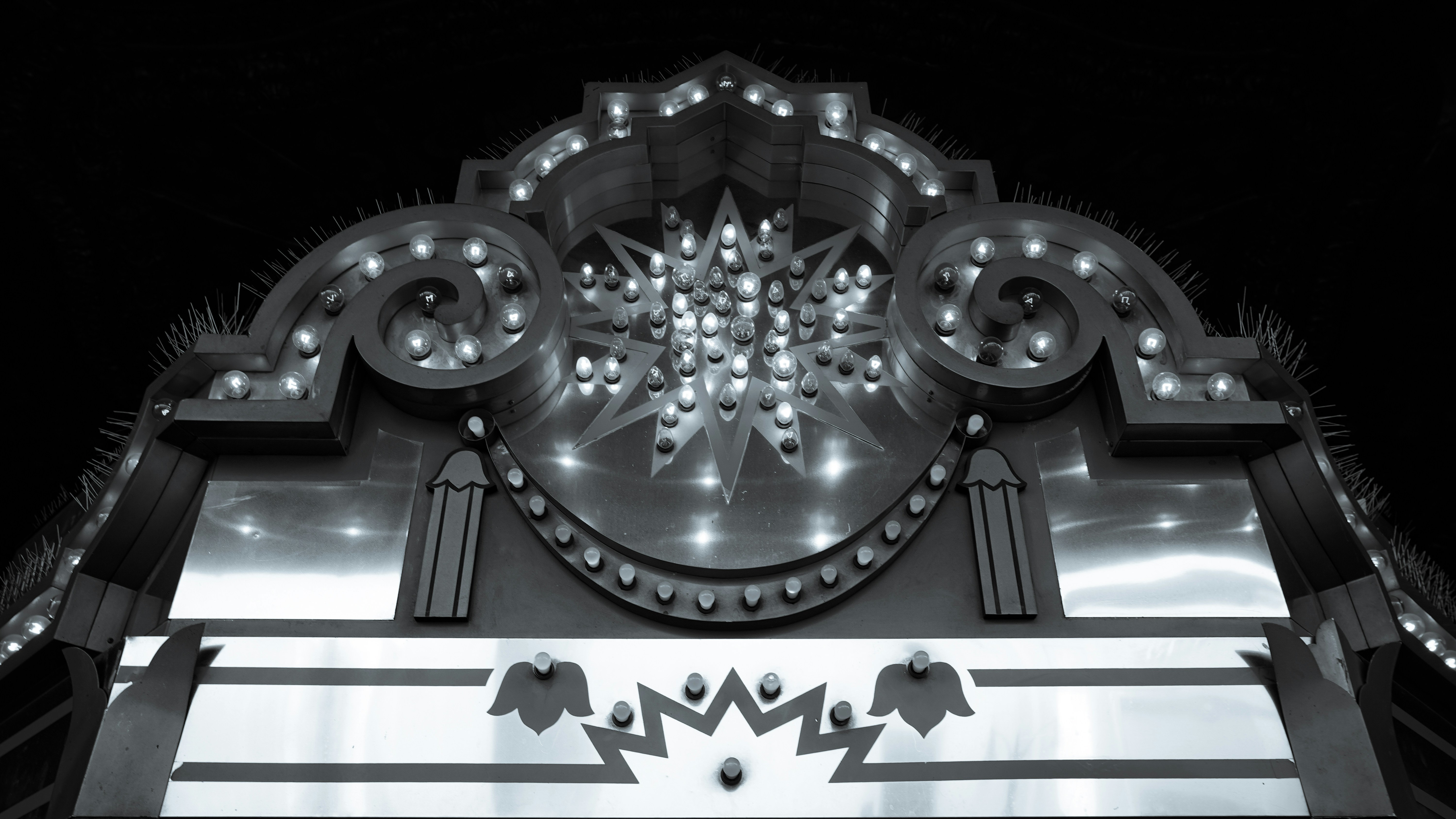 silver and black round decor