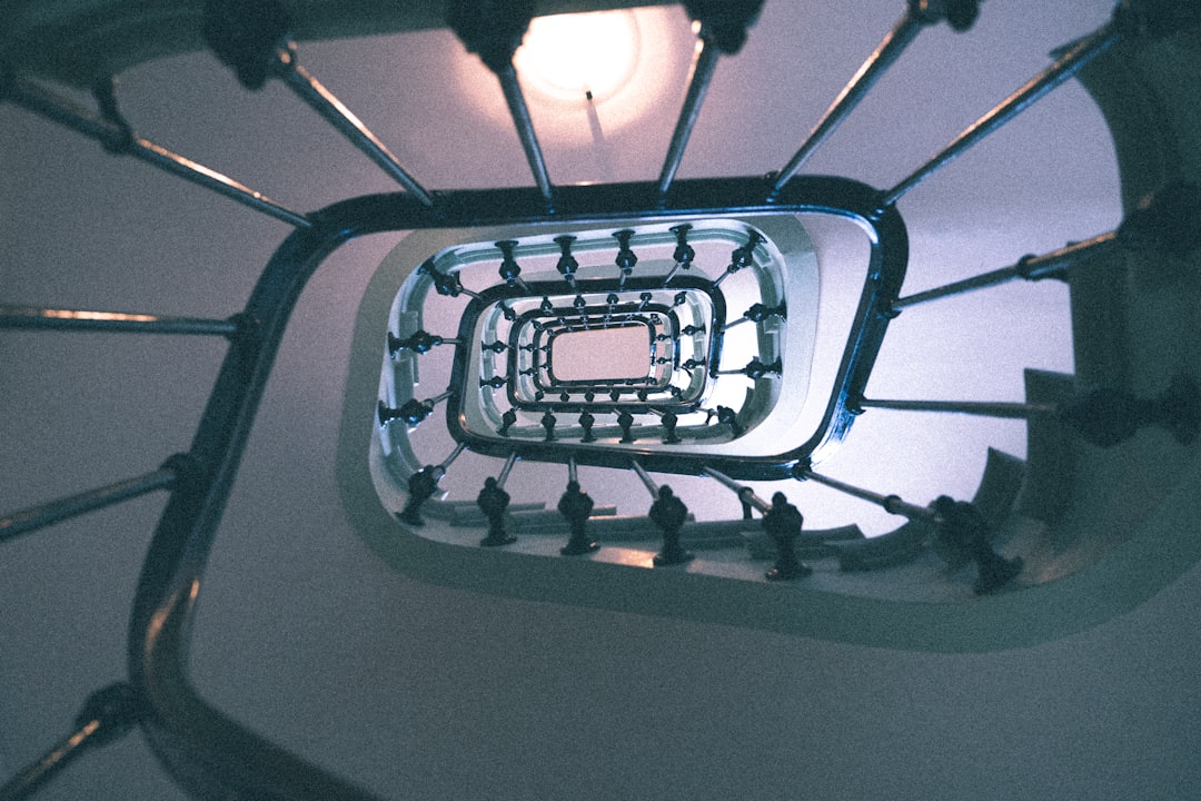 black and white spiral staircase