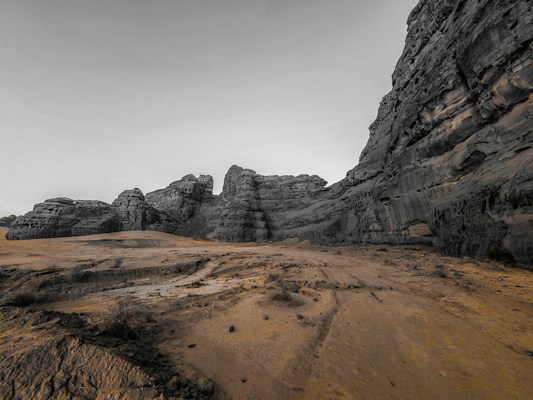 Saudi Arabian desert landscape at golden hour