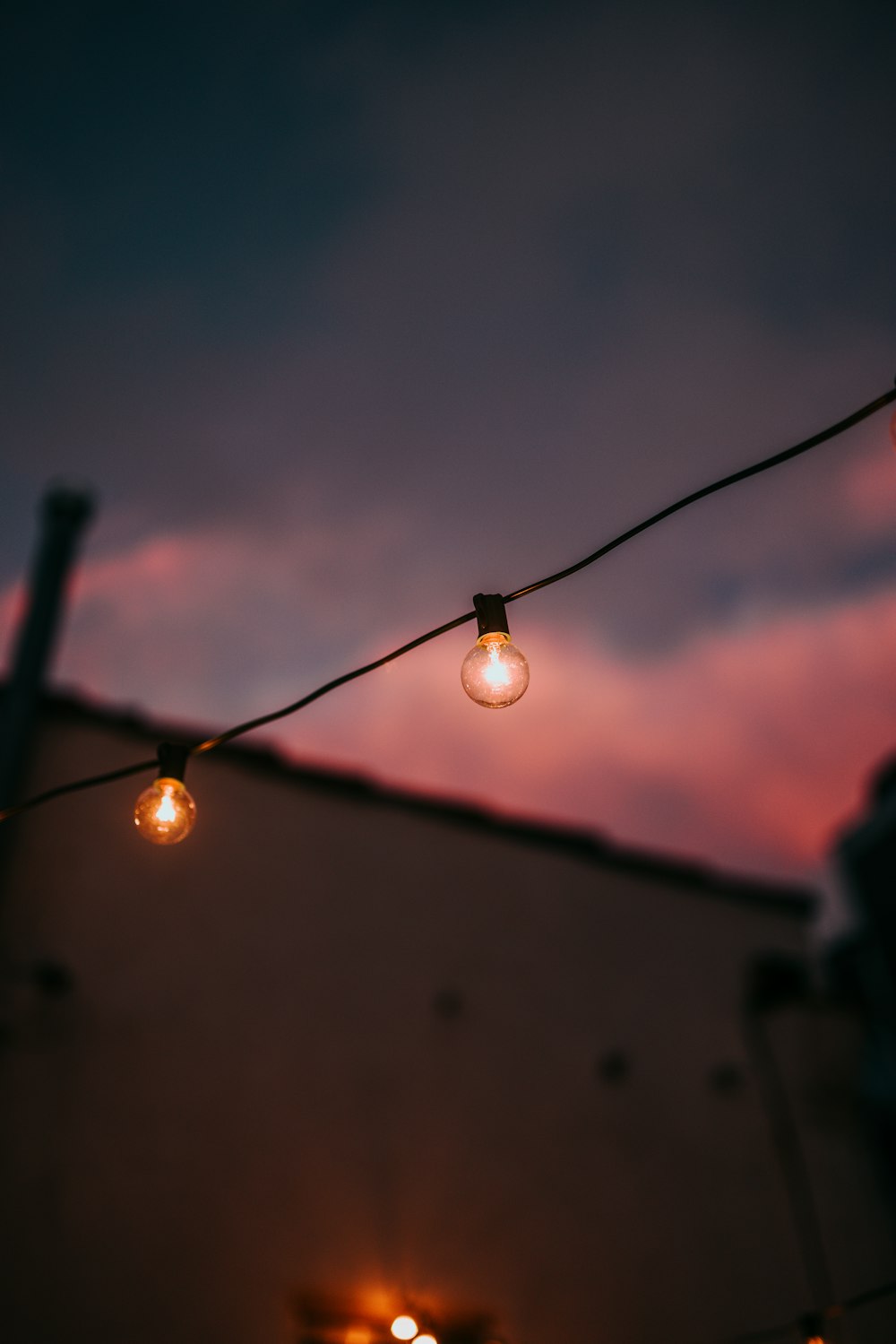 white string lights during night time