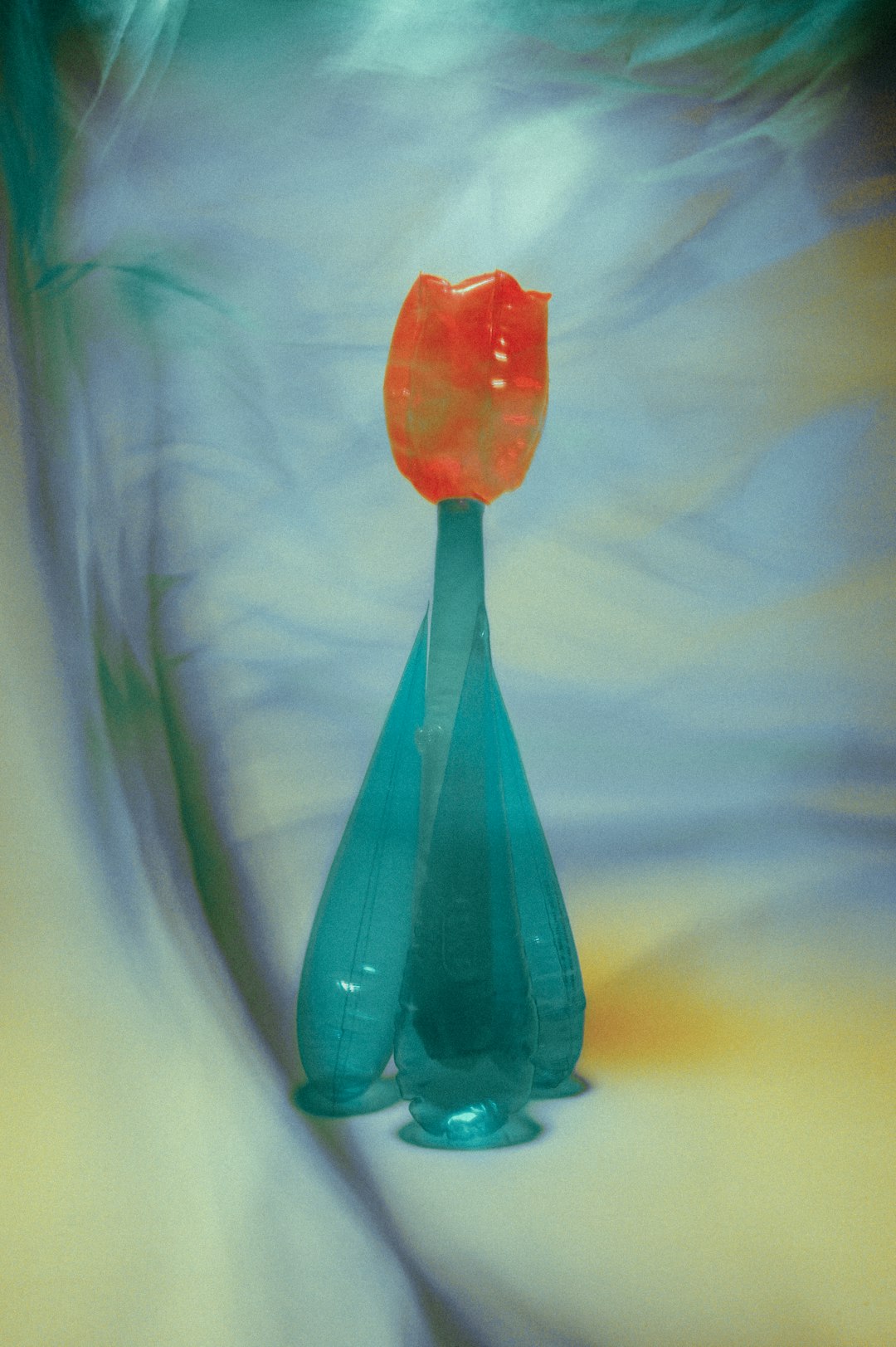 blue and red glass vase